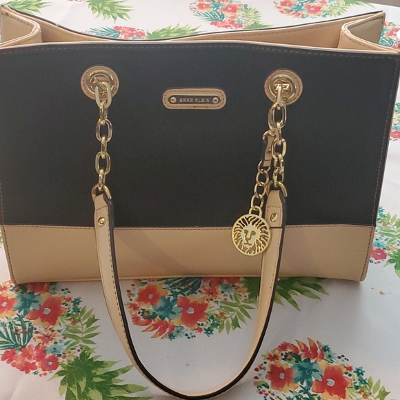 Anne Klein Handbags - Anne Klein Black and Tan Structured shoulder bag